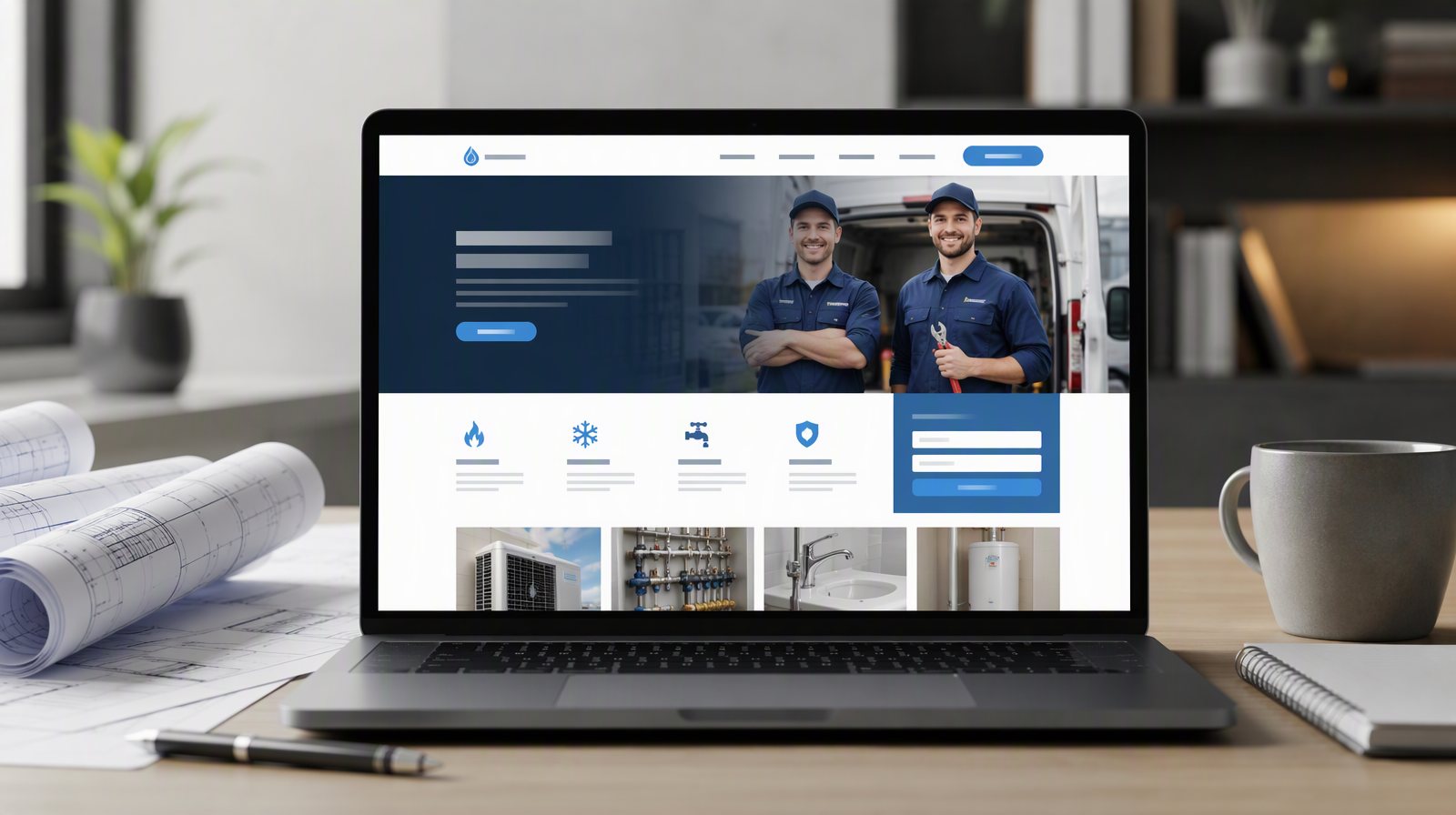 Sample HVAC and plumbing website design concept